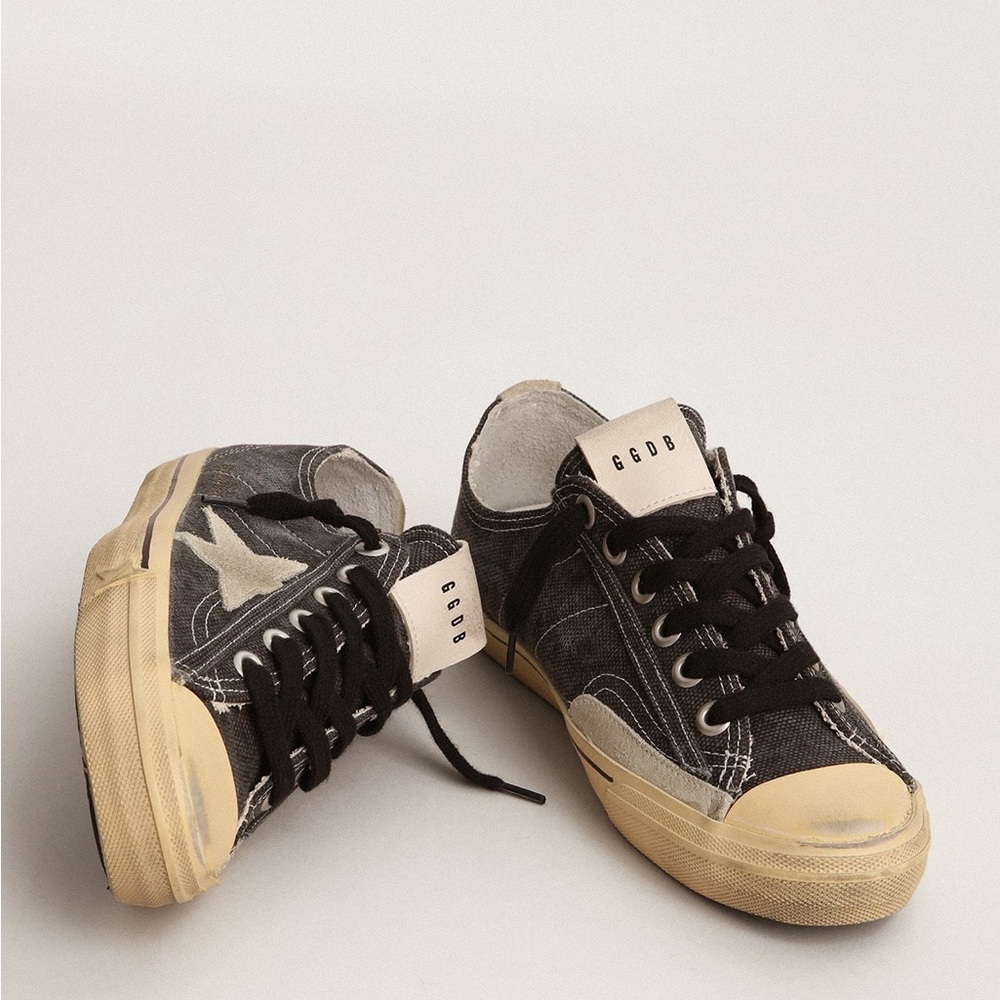 Golden Goose V star Black and Cream Sneakers size 37 EUC